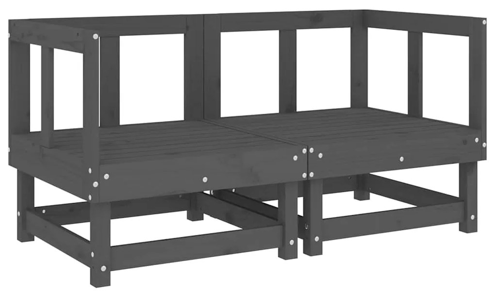 Sofás de canto com almofadões 2 pcs pinho maciço cinzento