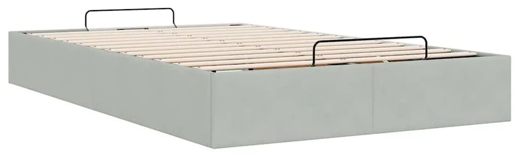 Otomano Bed Frame No Colchão Cinzento Claro 120x200 cm Veludo