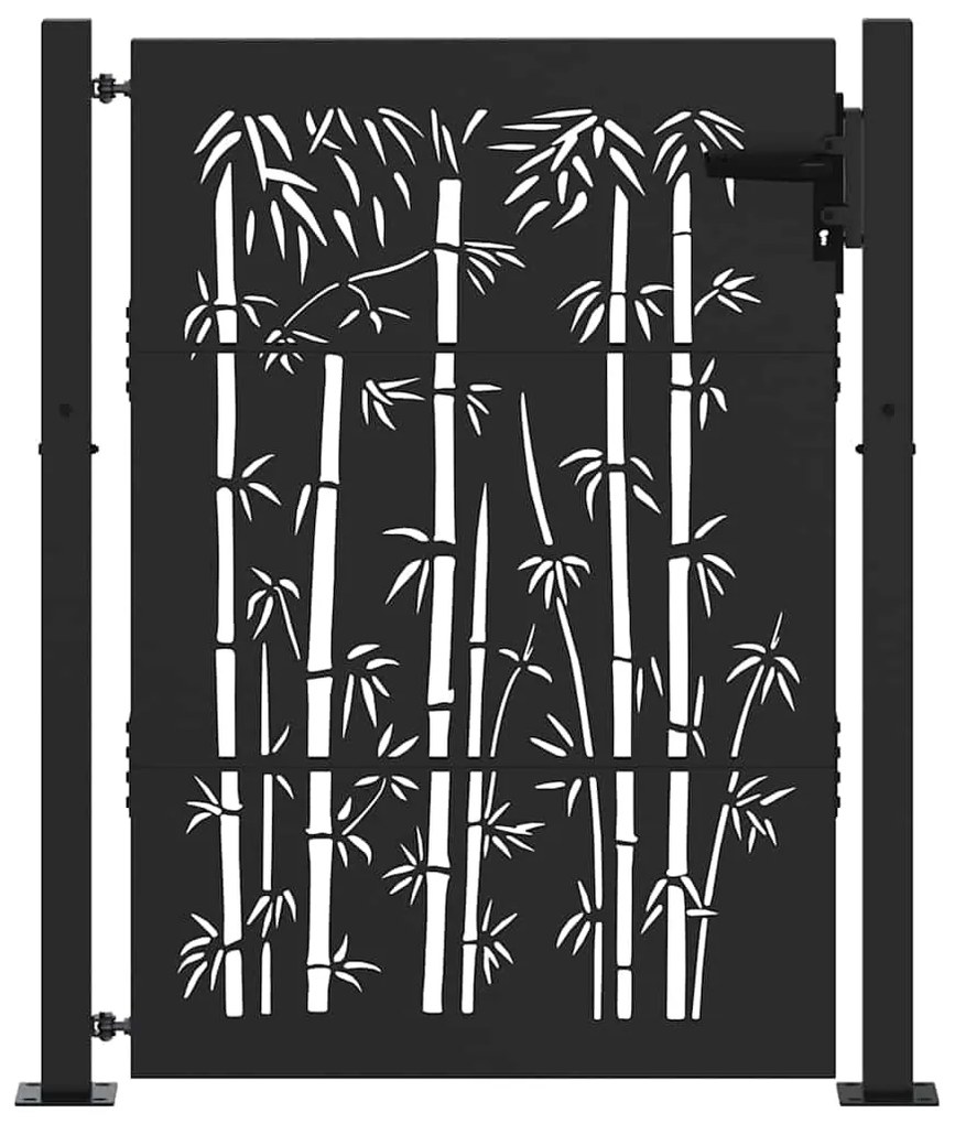 Portão de Jardim Preto 105 x 125 cm Aço com Revestimento em Pó