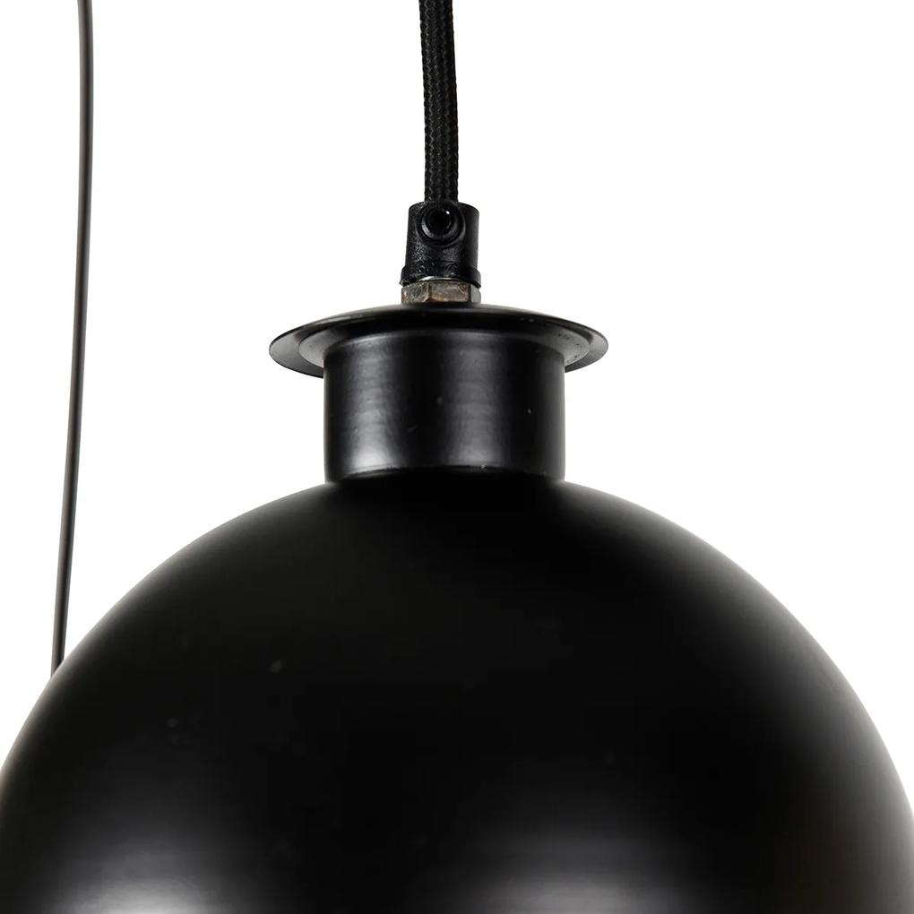 Candeeiro de suspensão industrial preto com 5 luzes de latão - Haicha Industrial