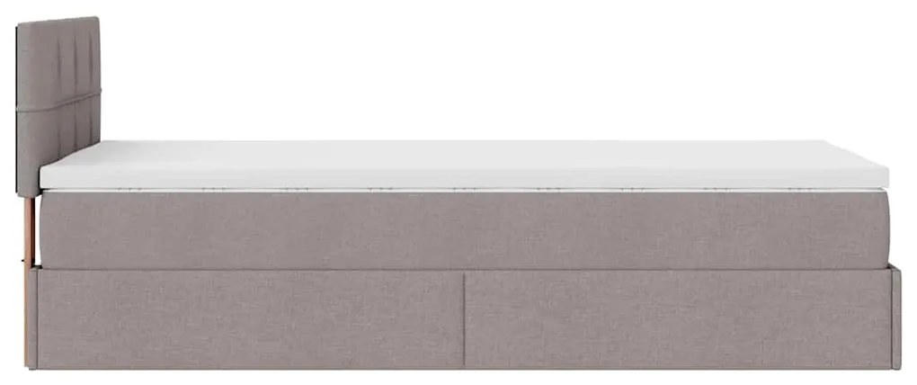 Cama otomana com colchão 100x200 cm tecido cinza