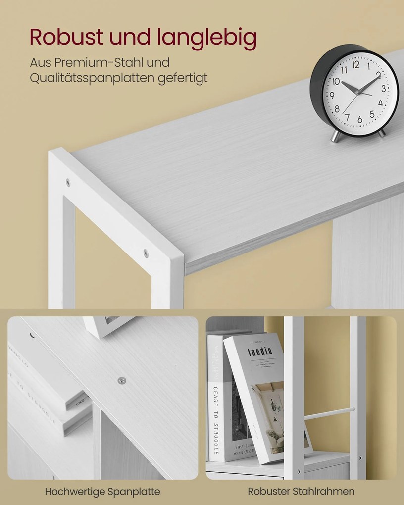 Estante com 4 prateleiras abertas, moderna 30 x 74 x 154,5 cm branco