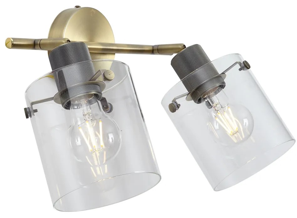 Foco de teto de design bronze com vidro transparente 2 luzes - Domo Moderno