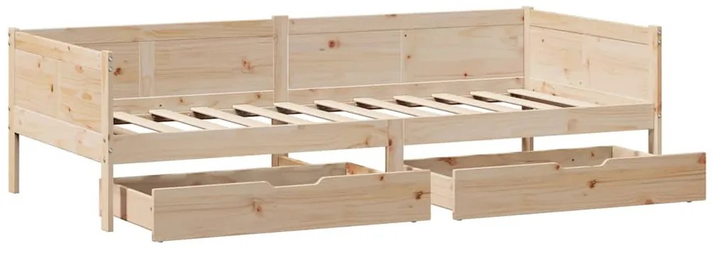 Sofá-cama com gavetas 80x200 cm madeira de pinho maciça