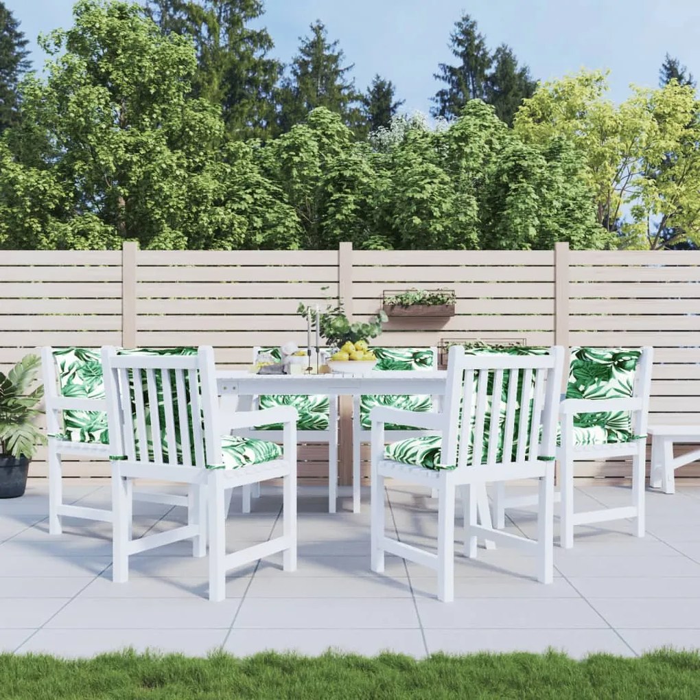vidaXL Almofadões lombares p/ cadeiras de jardim 6pcs tecido folhas