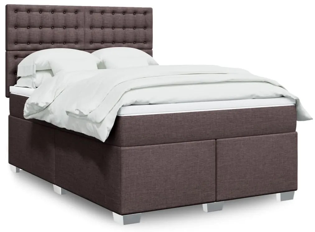 vidaXL Cama com molas/colchão 160x200 cm tecido castanho-escuro