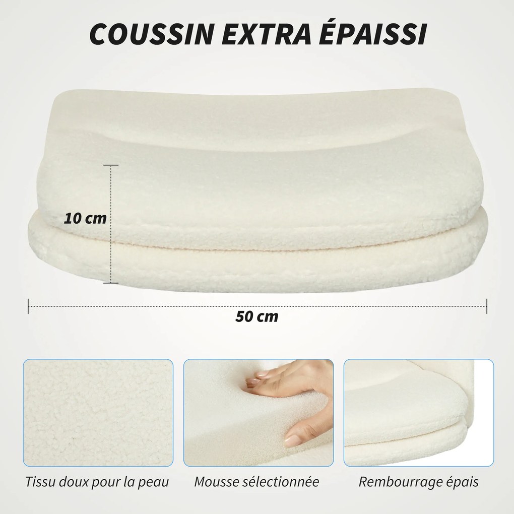 Cadeira de escritório, cadeira giratória de escritório com altura ajustável, função de inclinação, 61,5 x 65 x 91-101 cm, creme