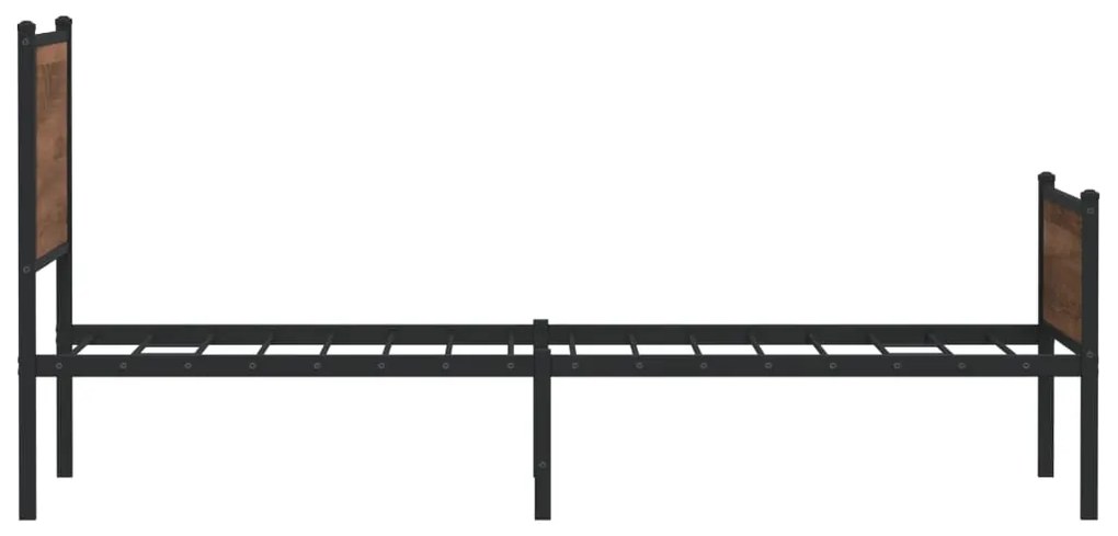 Estrutura de cama sem colchão 100x200cm metal carvalho castanho