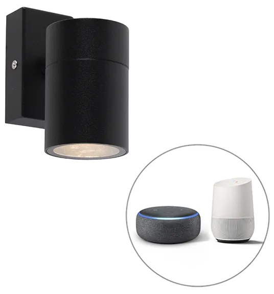 LED Candeeiro de Parede Exterior Inteligente Preto c/ WiFi GU10 IP44 - Solo Moderno