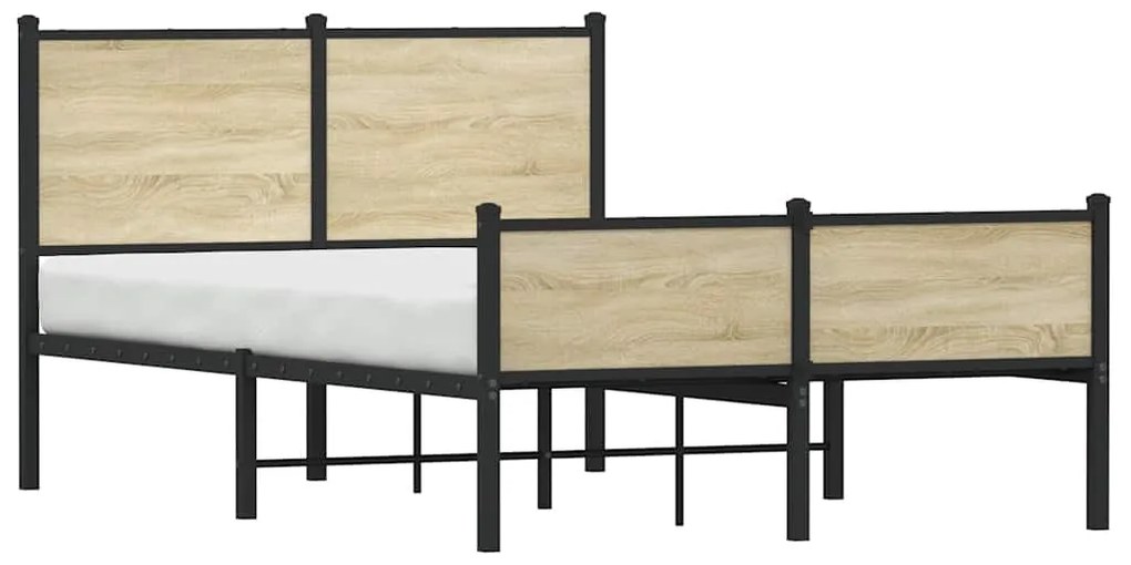 Estrutura de cama sem colchão 120x190 cm metal carvalho sonoma