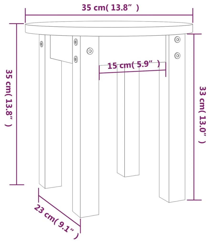 Mesa de centro Ø 35x35 cm madeira de pinho maciça branco