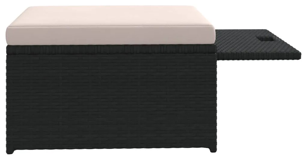 4 pcs conjunto lounge de jardim c/ almofadões vime PE preto