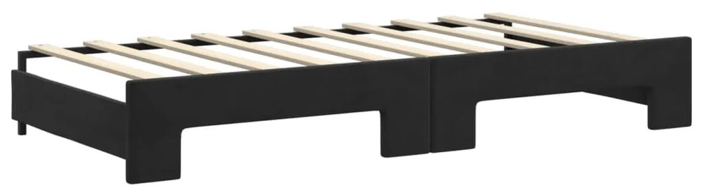 Sofá-cama com gavetão 90x190 cm veludo preto