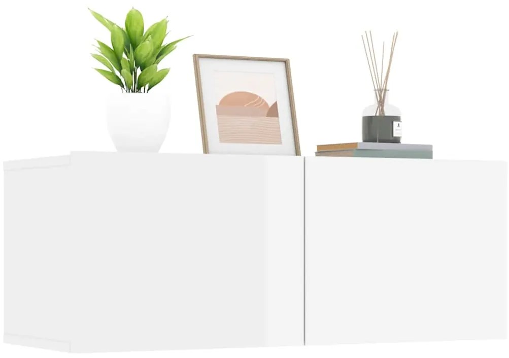Móveis TV 2pcs 80x30x30cm derivados de madeira branco brilhante