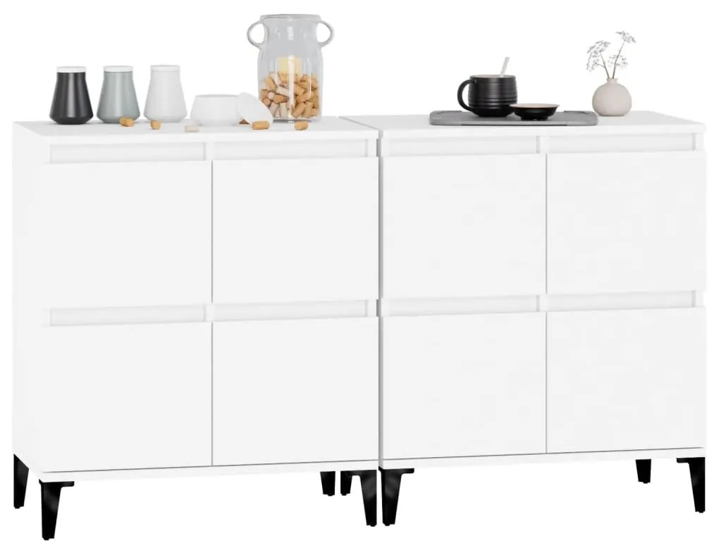 Aparadores 2 pcs 60x35x70 cm derivados de madeira branco