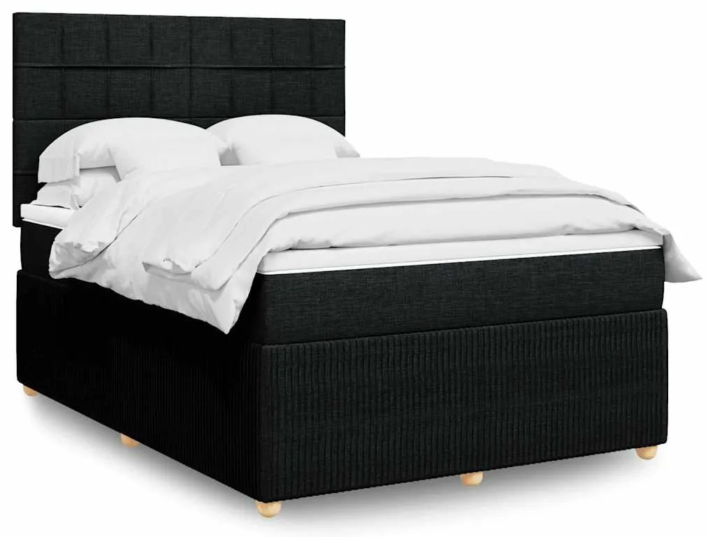 vidaXL Cama com molas/colchão 160x200 cm tecido preto