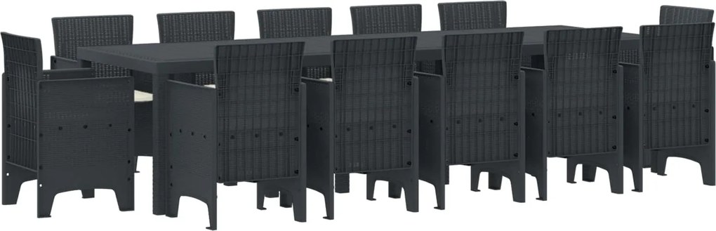 vidaXL Conjunto de Jantar para Jardim 13 pcs Antracite Polyrattan