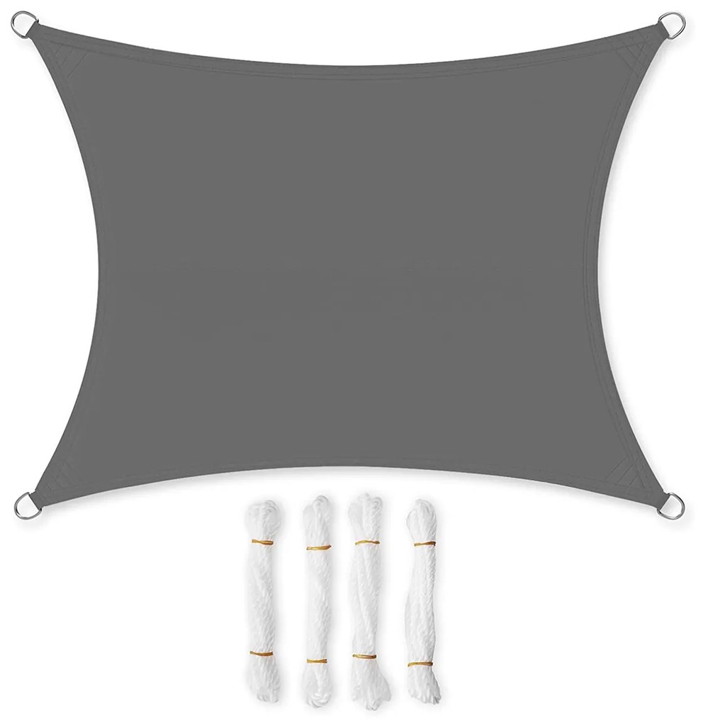 Guarda-sol SONGMICS 3 x 4 m, proteção solar para varandas e terraços, poliéster PES, 93% de bloqueio UV, repelente de água, cinza esfumaçado GSH34GYV1