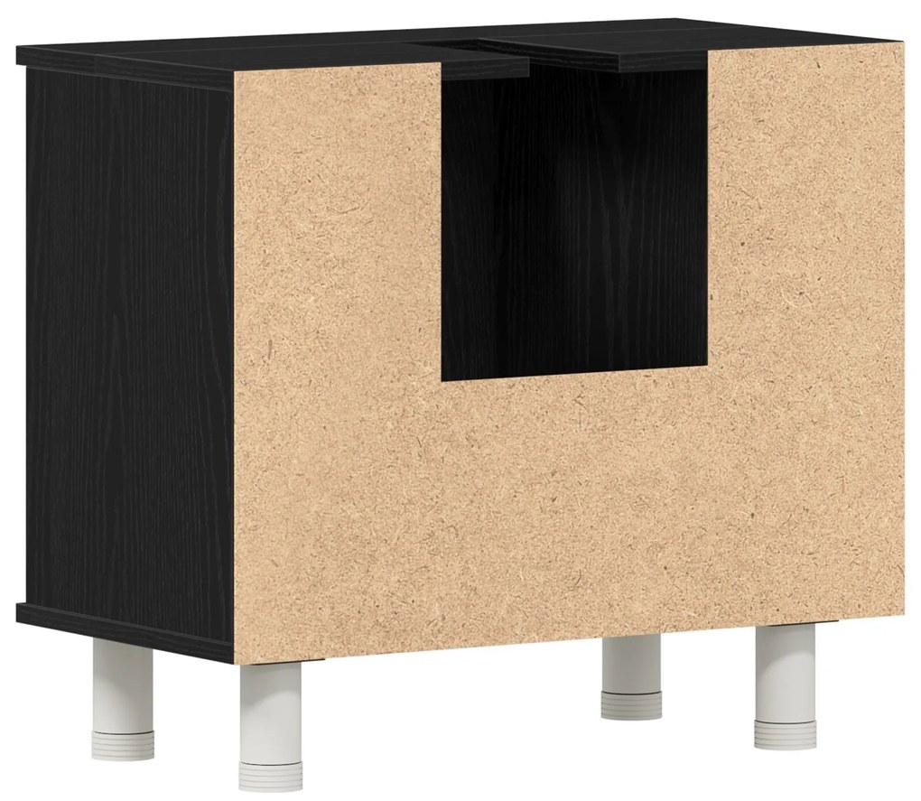 Armário de Banheiro vidaXL Preto Carvalho 60x32x54 cm Madeira Engenhar
