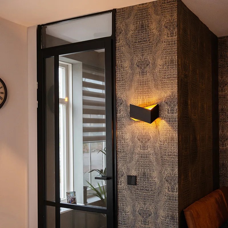 Candeeiro de parede design preto com dourado - Fold