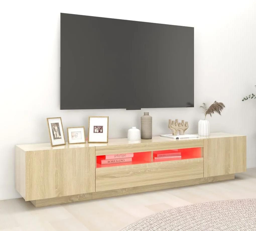 Móvel de TV Giancarlo com Luzes LED de 200cm - Carvalho - Design Moder