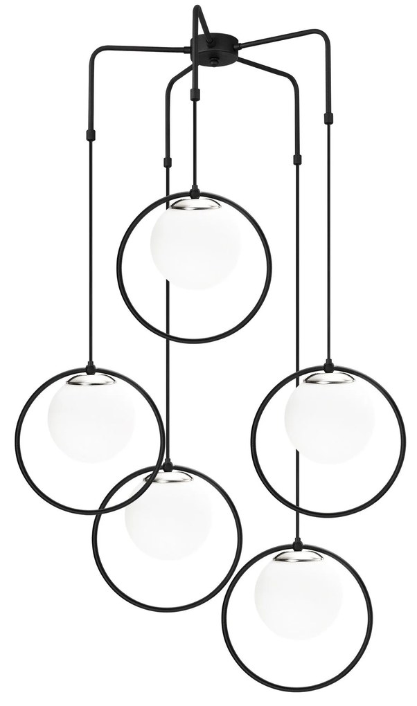 Candeeiro de Teto Dolunay – Preto e Branco – 74 cm de Diâmetro x 103 c