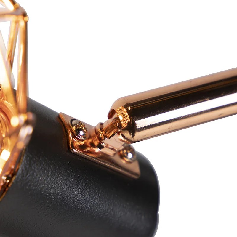 Candeeiro de pé preto com cobre 3-luzes - Mesh