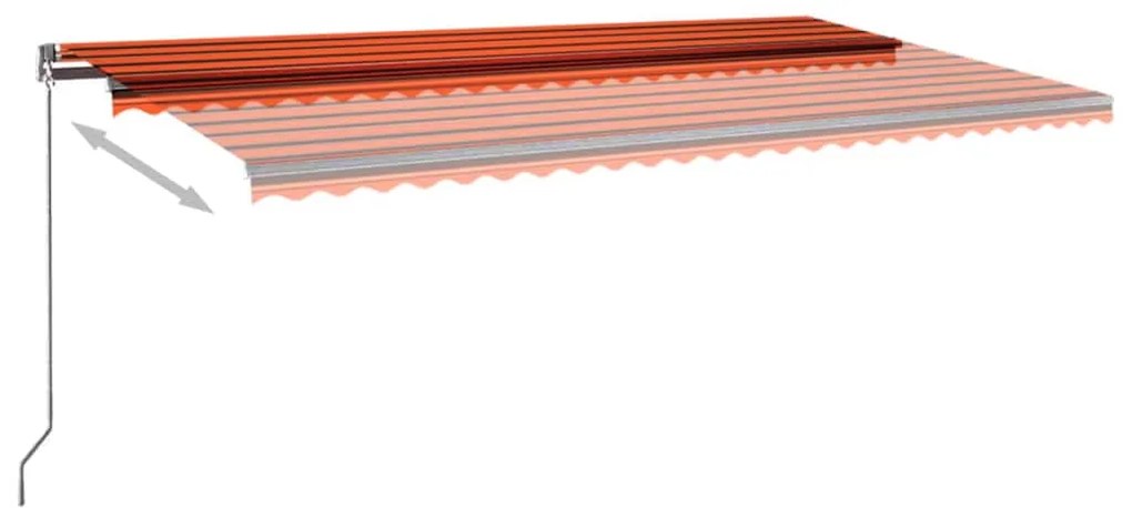 Toldo autom. LED e sensor de vento 600x300 cm laranja/castanho