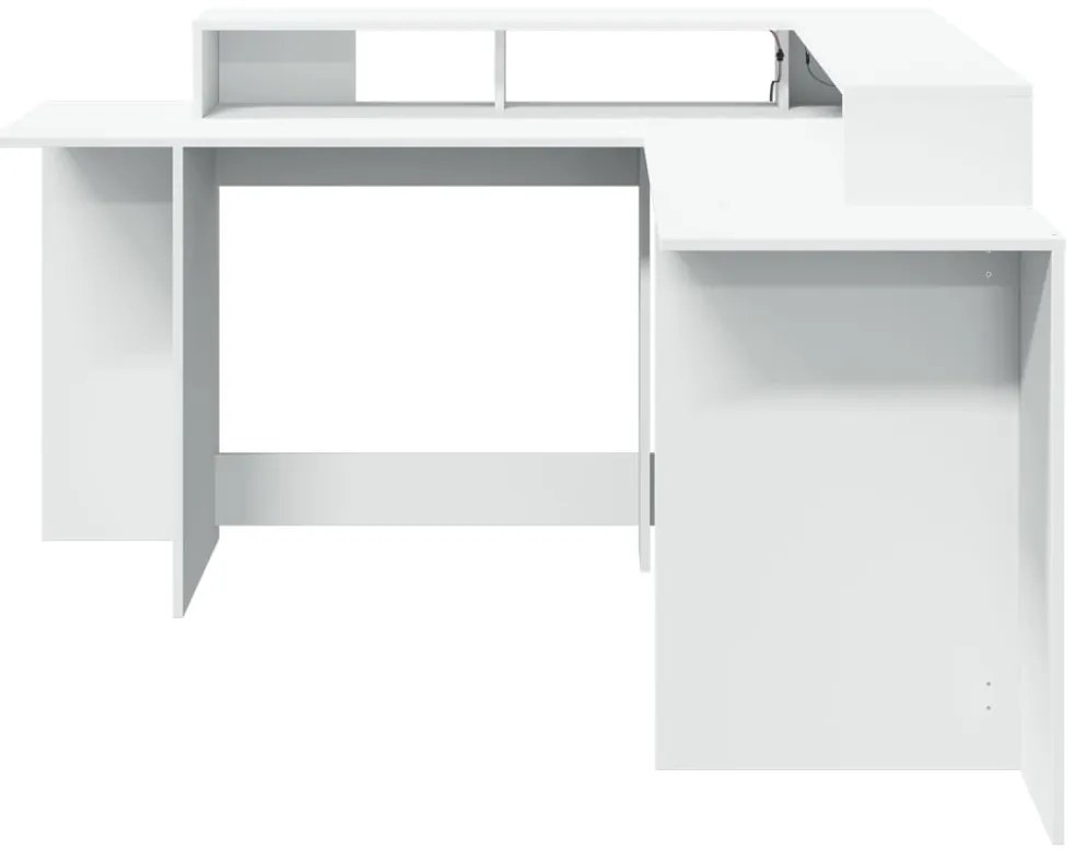 Secretária c/ luzes LED 152x152x91 cm derivados madeira branco