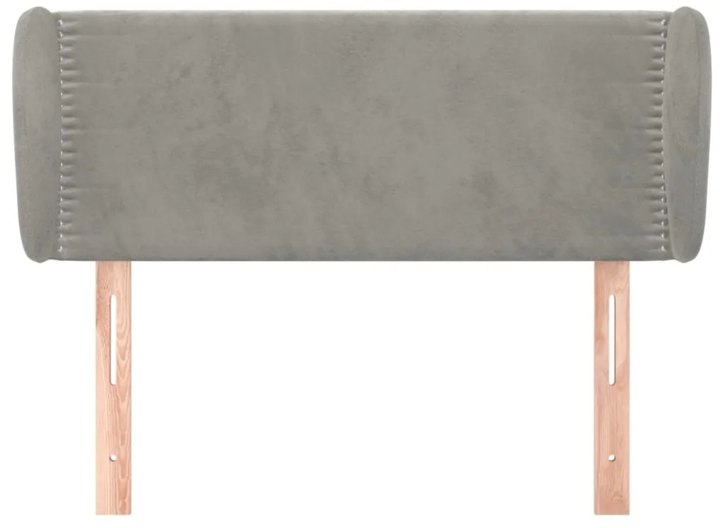 Cabeceira de cama c/ abas veludo 93x23x78/88 cm cinzento-claro