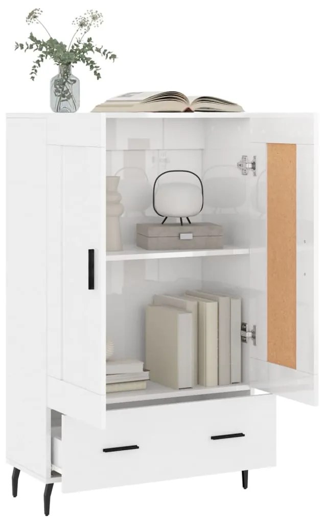 Aparador alto 69,5x31x115 cm derivados madeira branco brilhante