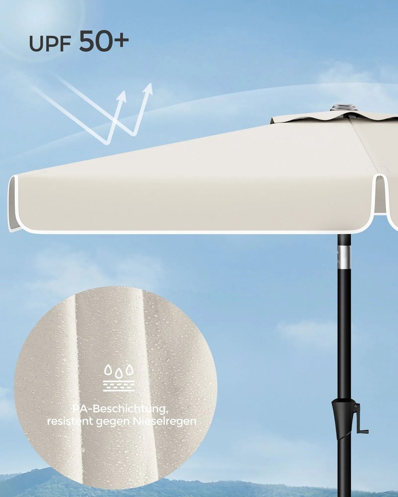 Guarda-sol de jardim 300 x 200 cm retangular sem base bege