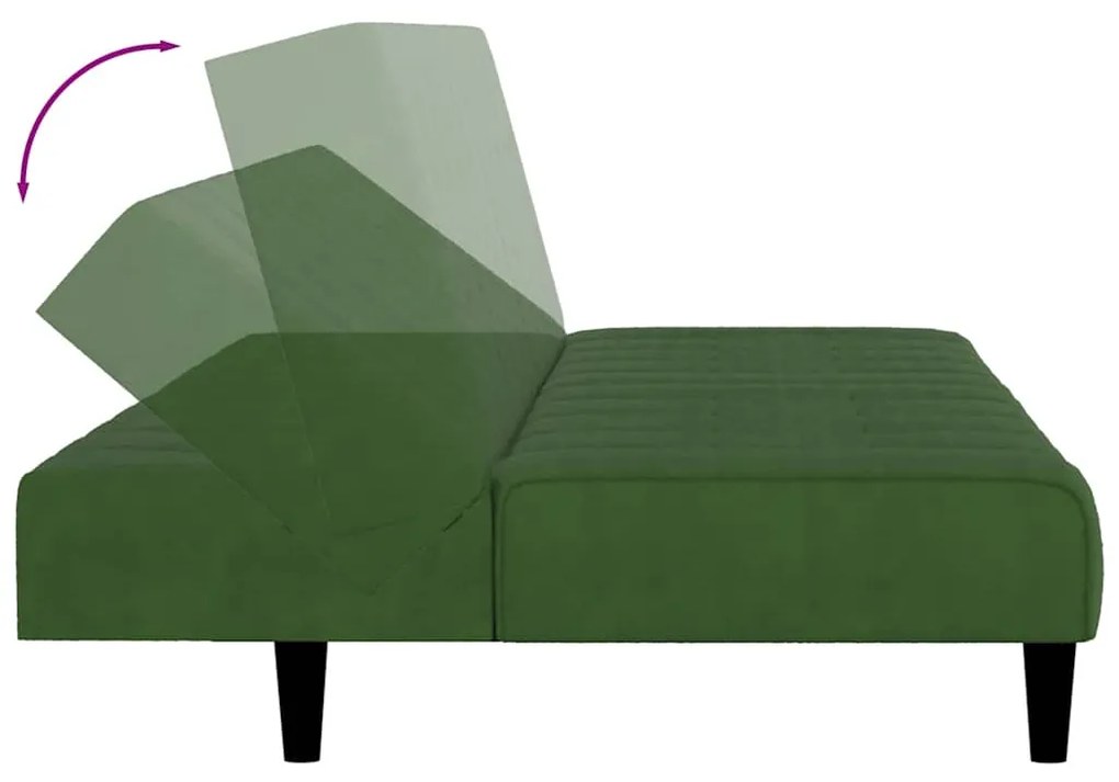 Sofá-cama de 2 lugares veludo verde-escuro