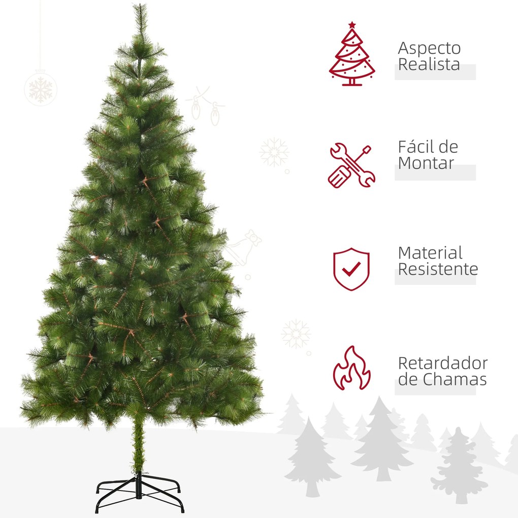 HOMCOM Árvore de Natal 210cm Árvore de Natal Artificial com 505 Ramos