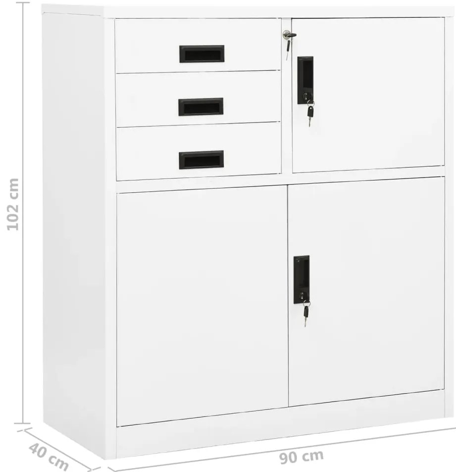 Armário de escritório 90x40x102 cm aço branco