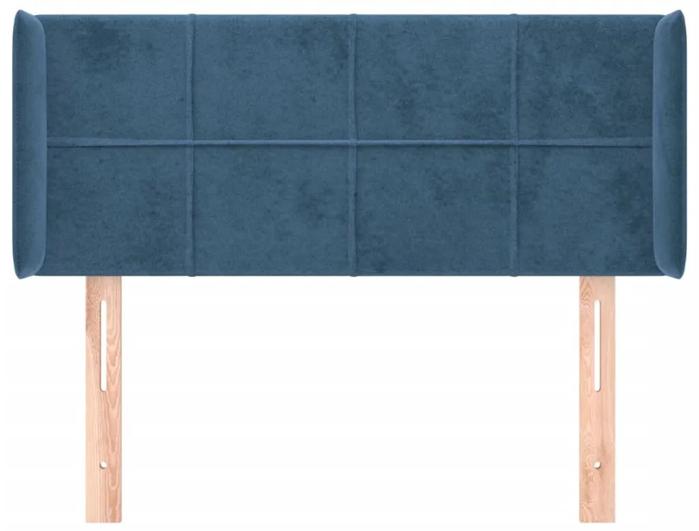 Cabeceira de cama c/ abas veludo 83x16x78/88 cm azul-escuro