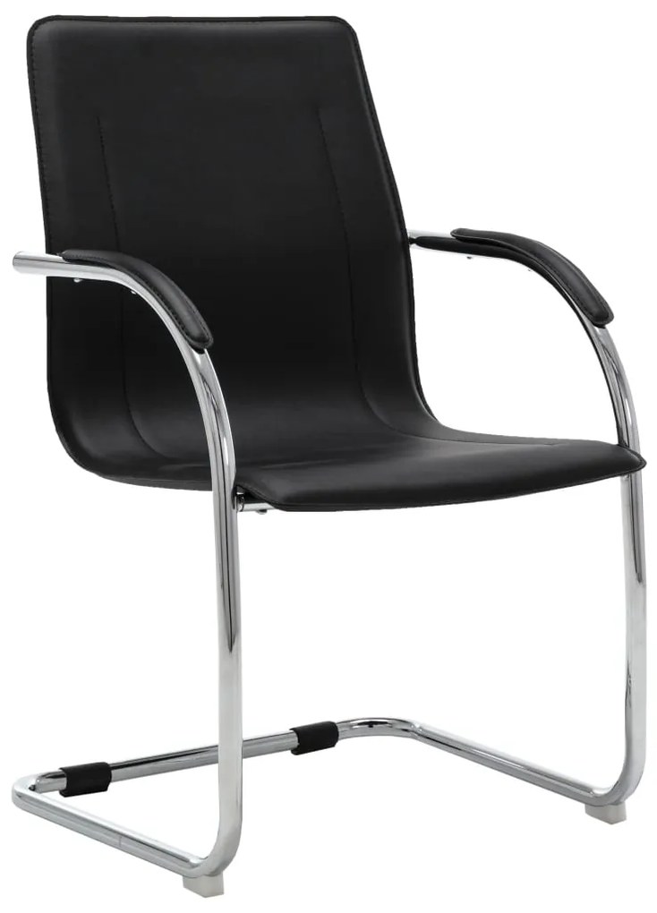 289355 vidaXL Cadeira de escritório cantilever em couro artificial preto