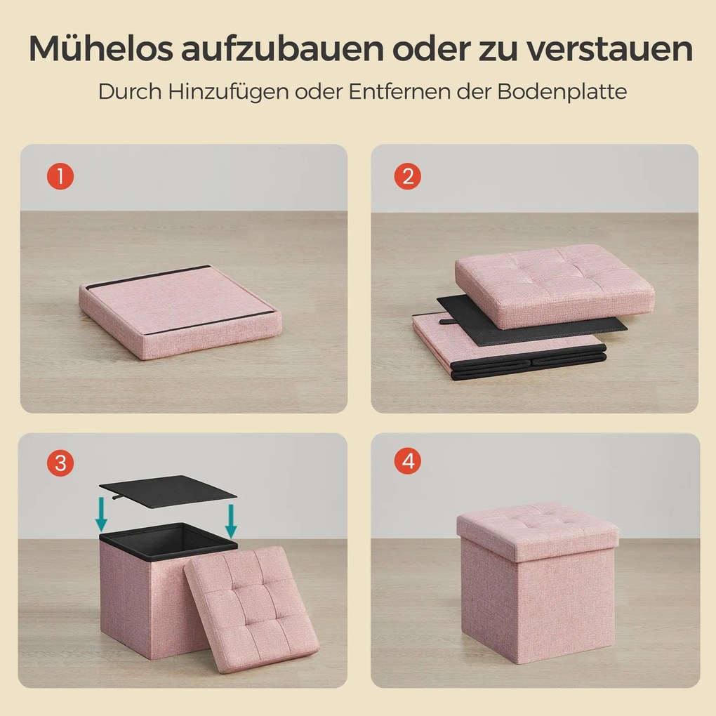 Banco com espaço de arrumação 30 x 30 x 30 cm rosa