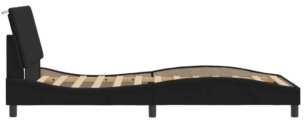 Estrutura de cama c/ luzes LED 100x200 cm veludo preto