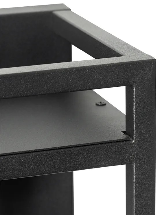 Candeeiro de parede industrial preto com prateleira - Cage Rack Industrial