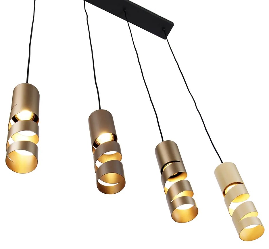Moderne hanglamp zwart met taupe en beige 4-lichts - Stream Moderno