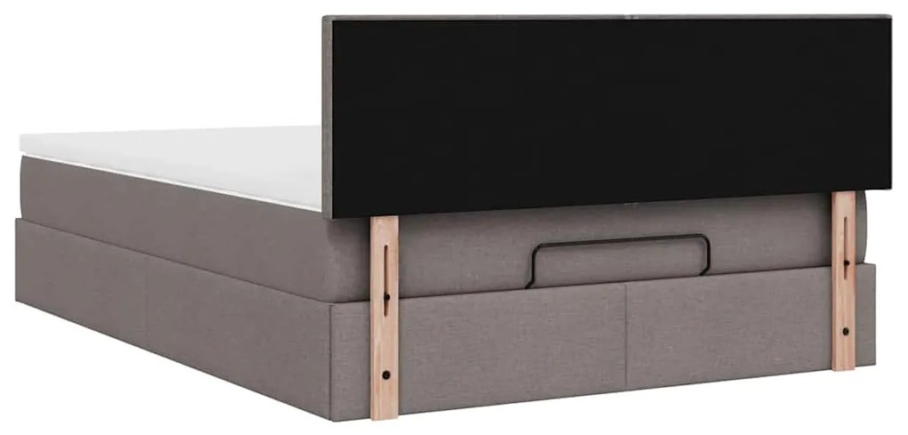 Cama otomana com colchão 140x200 cm tecido cinza
