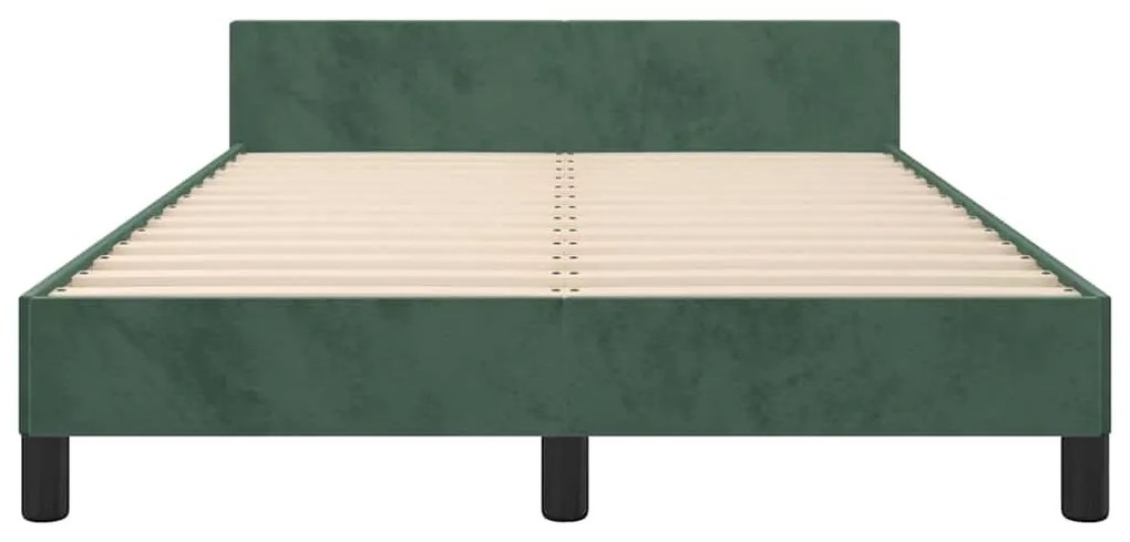 Estrutura de cama sem colchão 120x200 cm veludo verde-escuro