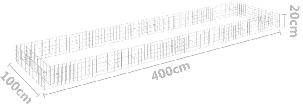 Canteiro elevado/cesto gabião 400x100x20 cm aço galvanizado
