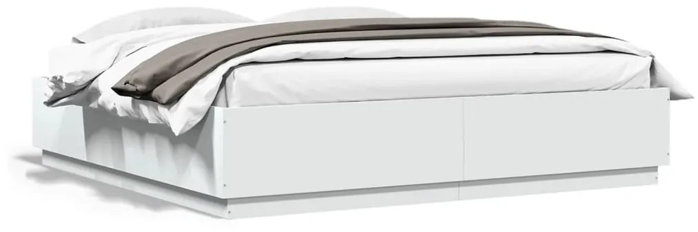 vidaXL Estrutura cama c/ luzes LED 200x200cm derivados madeira branco