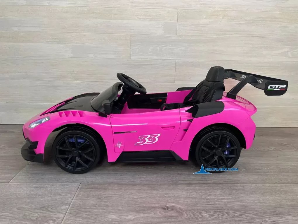 Carro elétrico para crianças Maserati GT2 12V 2.4G, Rodas Borracha, Assento imitação pele Rosa