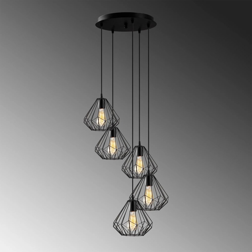 Candeeiro de Teto Diamond – Preto – Ø 50 cm x 117 cm