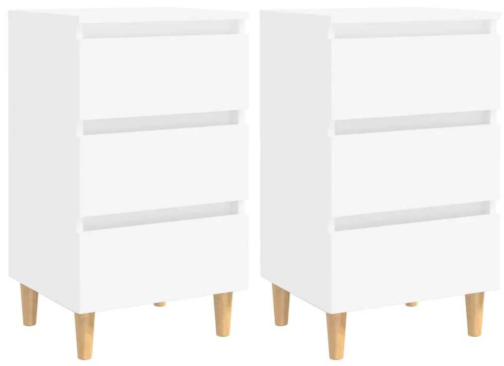 vidaXL Mesas de cabeceira pernas de madeira 2pcs 40x35x69cm branco