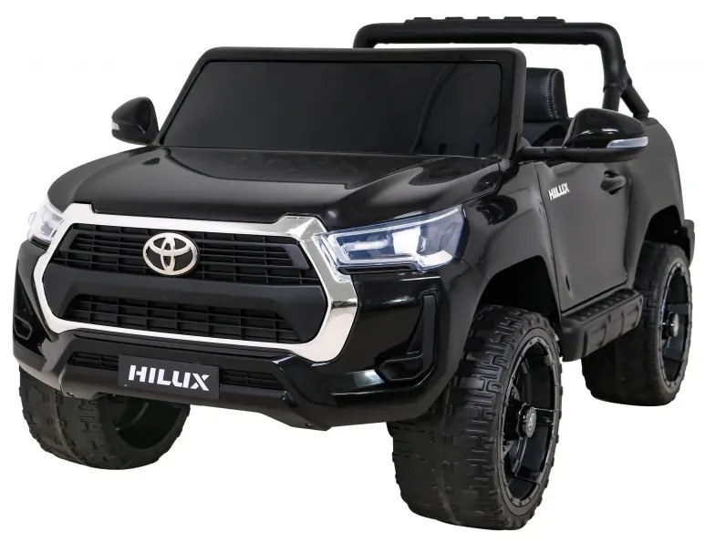 Carro elétrico para Crianças Toyota Hilux 12V 4x4 Rodas Espuma EVA, Assento couro ecológico Preto