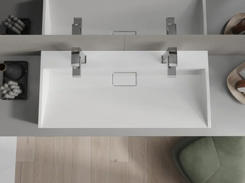 Mexen Ava lavatório de bancada em aglomerado 2/O 100 x 46 cm, branco - 23011002